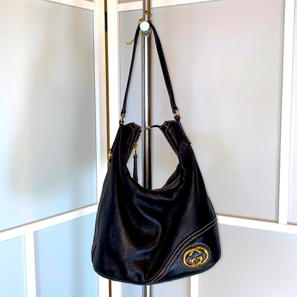 Gucci Handbags - Gucci Black Medium Guccissima Leather Britt Hobo